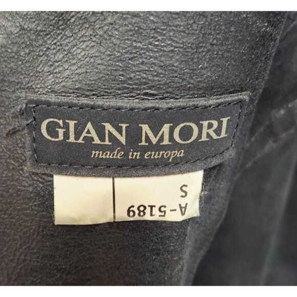 GIAN MORI Black Genuine Leather Maxi Coat  Runway Style Made in Europe, Belted S - Picture 10 of 15